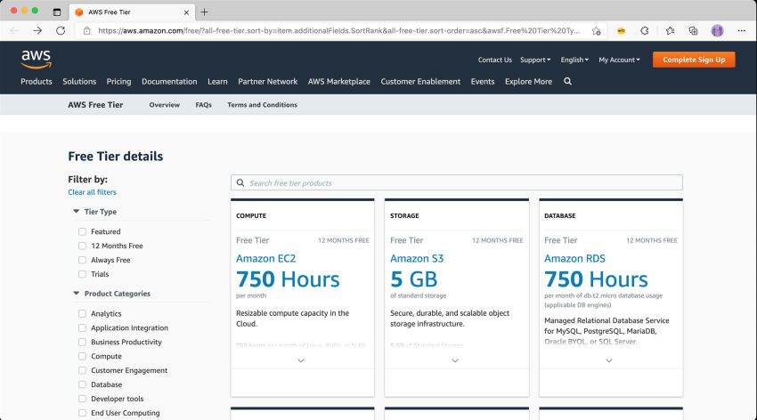 Creating Free Tier AWS account with Free S3 storage account
